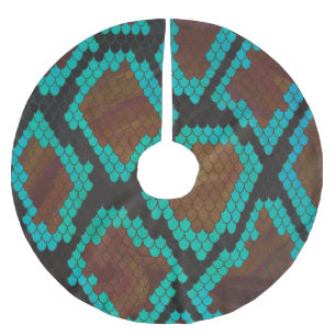 Jupon De Sapin En Polyester Brossé Impression Brown et Turquoise de serpent