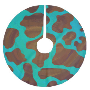 Jupon De Sapin En Polyester Brossé Impression Brown et Turquoise de vache