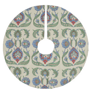 Jupon De Sapin En Polyester Brossé Impression d'art floral géométrique bleu rouge ara