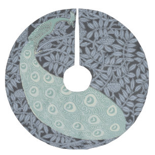Jupon De Sapin En Polyester Brossé Impression de paon bleu Art Nouveau vintage Verneu