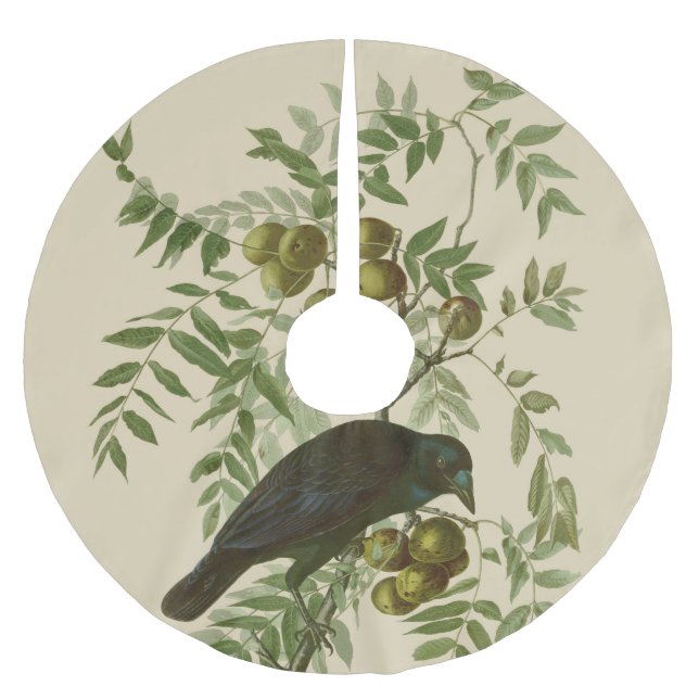 Jupon De Sapin En Polyester Brossé Impression d'oiseau Grackle Violet d'Audubon Botan (Devant)