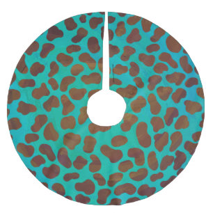 Jupon De Sapin En Polyester Brossé Imprimé Dalmatien Brun et Sarcelle