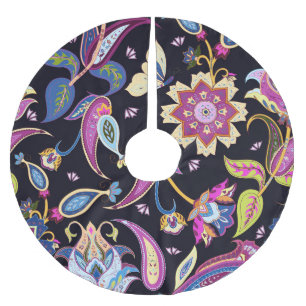 Jupon De Sapin En Polyester Brossé Inde Paisley Ornement floral sans joint