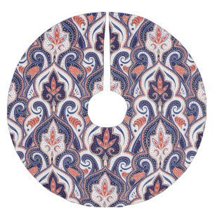 Jupon De Sapin En Polyester Brossé Indian Paisley : Médaillon Floral Sans Seamless.
