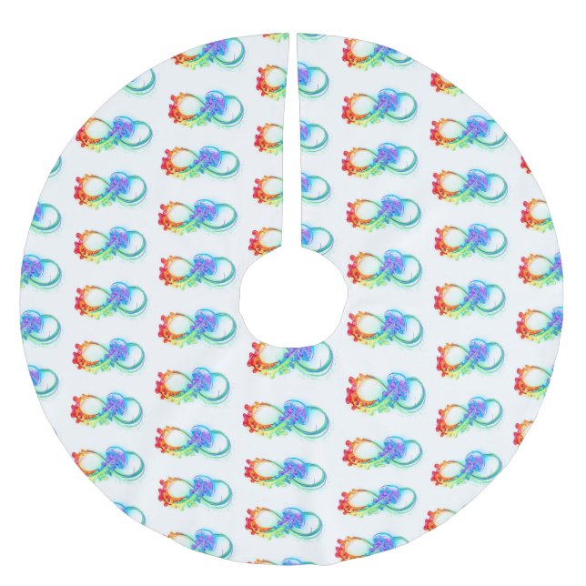 Jupon De Sapin En Polyester Brossé Infinity avec Rainbow Jellyfish (Devant)