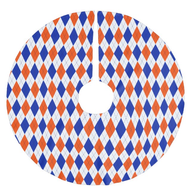 Jupon De Sapin En Polyester Brossé Jacquard orange et bleu diamant (Devant)
