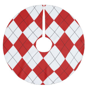 Jupon De Sapin En Polyester Brossé Jacquard preppy Tartan Diamond Plaid Rouge Blanc