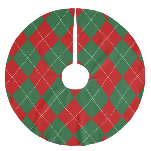 Jupon De Sapin En Polyester Brossé Jacquard preppy Tartan Diamond Plaid Rouge Vert