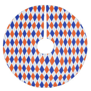 Jupon De Sapin En Polyester Brossé Jacquard Preppy traditionnel en orange et bleu