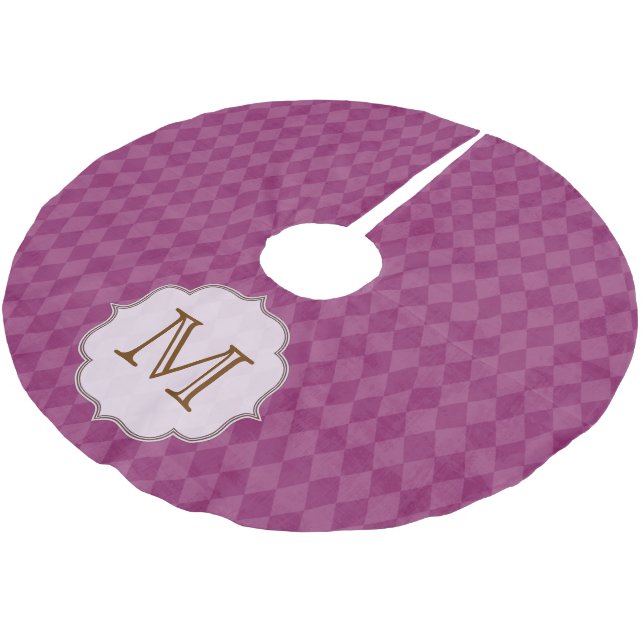 Jupon De Sapin En Polyester Brossé Jacquard rose Imprimer Monogramme Arbre initial Ju (Angle)