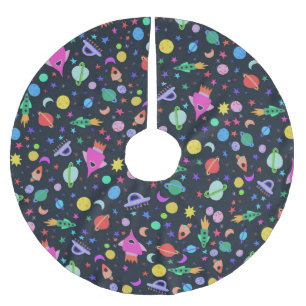 Jupon De Sapin En Polyester Brossé J'ai besoin d'espace UFO Rocket Saturn Motif