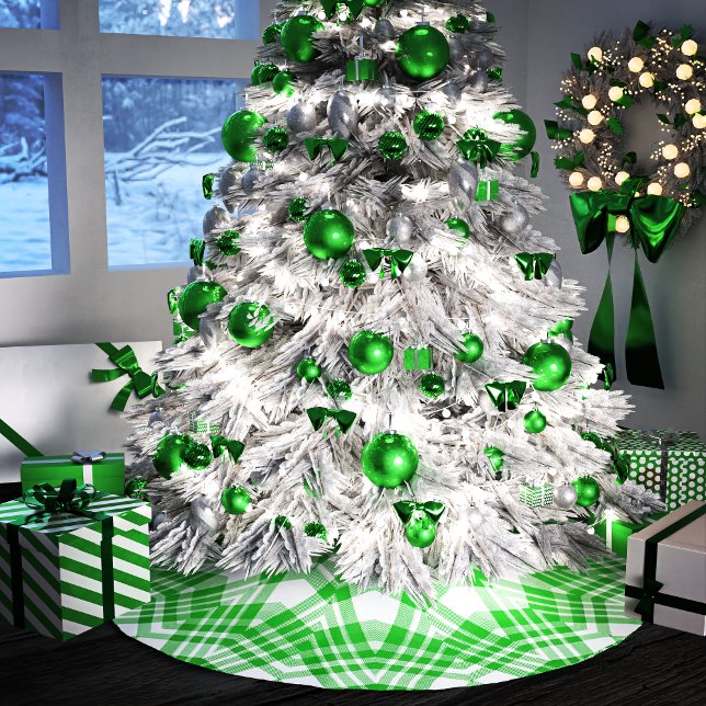 Jupon De Sapin En Polyester Brossé Jardin de Noël vert et blanc (Créateur téléchargé)