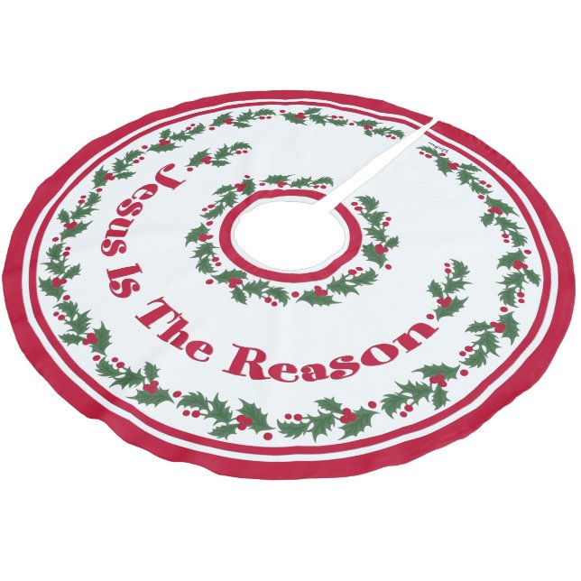 Jupon De Sapin En Polyester Brossé Jésus Est La Raison (Angle)