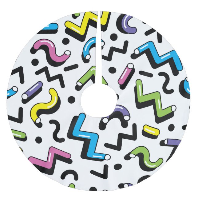 Jupon De Sapin En Polyester Brossé Jeu géométrique : Motif de formes de Doodles (Devant)