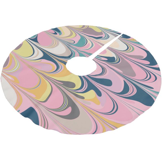 Jupon De Sapin En Polyester Brossé Joli Abstrait pinceau en marbre rose (Angle)