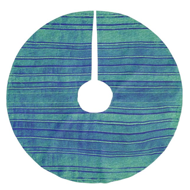 Jupon De Sapin En Polyester Brossé Joli bleu et vert Distressed Stripes Motif (Devant)