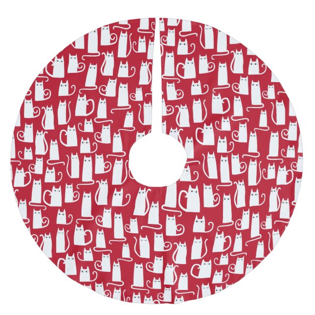 Jupon De Sapin En Polyester Brossé Joli chat rouge et blanc (Devant)
