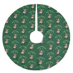 Jupon De Sapin En Polyester Brossé Joli cochon d'Inde Joyeux Noël ! Motif jongleur