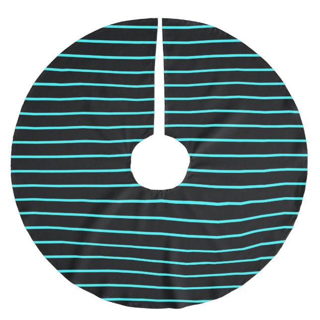 Jupon De Sapin En Polyester Brossé Joli monogramme aqua rayures noires  (Devant)