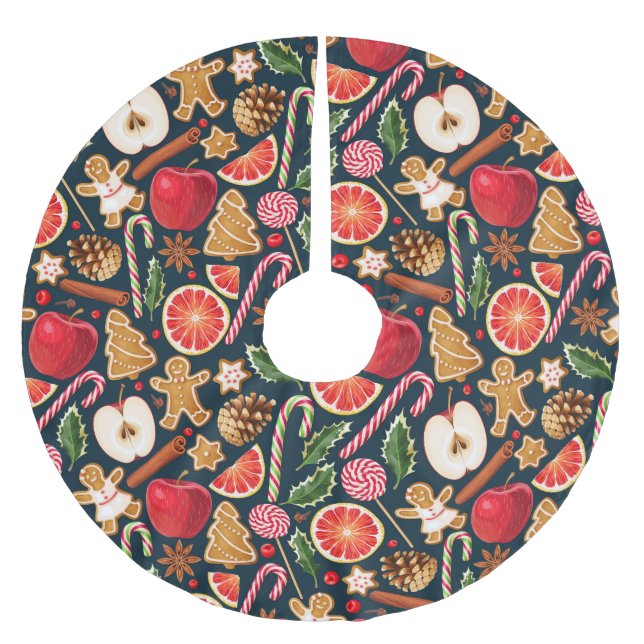 Jupon De Sapin En Polyester Brossé Joli Motif de Noël (Devant)