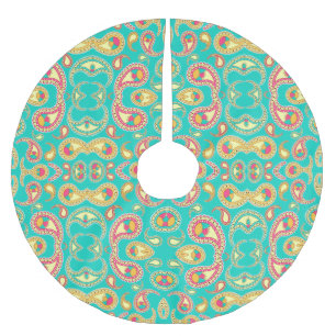 Jupon De Sapin En Polyester Brossé Joli motif paisley vintage coloré