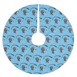 Jupon De Sapin En Polyester Brossé Joli opossum accroché à la branche dessin animé