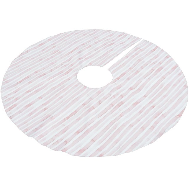 Jupon De Sapin En Polyester Brossé Joli rose blanc rayures Noël (Angle)