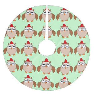 Jupon De Sapin En Polyester Brossé Jolie jupe d'arbre de hibou de Noël