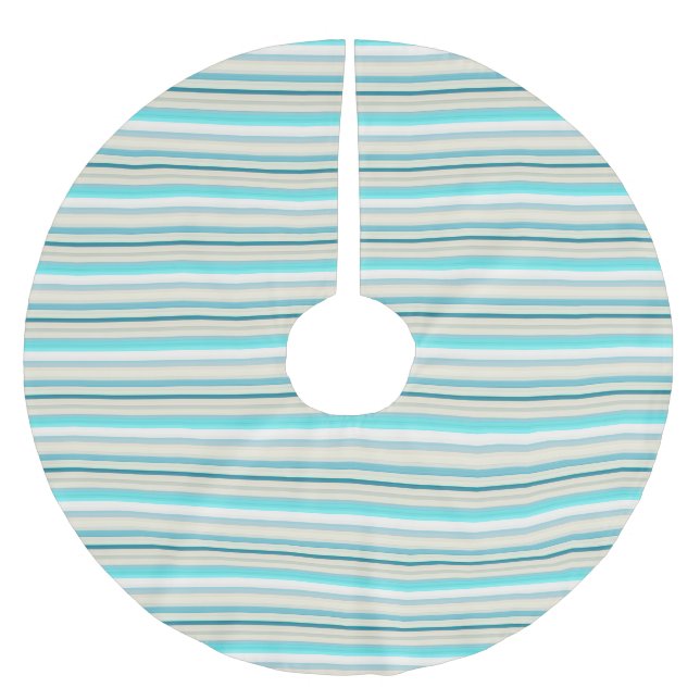 Jupon De Sapin En Polyester Brossé Jolies rayures aqua blanc (Devant)