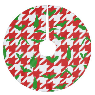 Jupon De Sapin En Polyester Brossé jolis chrétiens houndstooth chauves-souris rouge v
