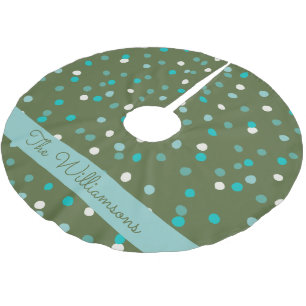 Jupon De Sapin En Polyester Brossé Jolis points polka d'hiver personnalisés en vert