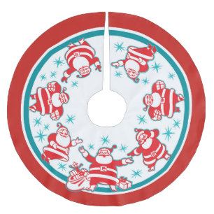 Jupon De Sapin En Polyester Brossé Jolly Retro Santas