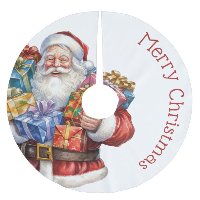 Jupon De Sapin En Polyester Brossé Jolly Santa Claus (Devant)