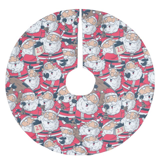 Jupon De Sapin En Polyester Brossé Jolly Santa Claus (Devant)