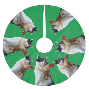 Jupon De Sapin En Polyester Brossé Jouet de Noël blanc et noir