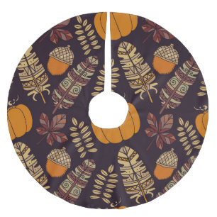 Jupon De Sapin En Polyester Brossé Jour d'Action de grâce coloré, motif d'automne.