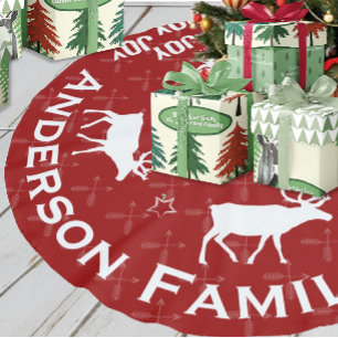 Jupon De Sapin En Polyester Brossé Jour de Noël du renne de tableau croisé