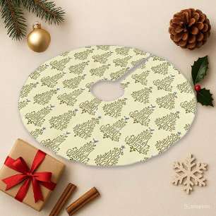 Jupon De Sapin En Polyester Brossé Jour férié Motif de l'arbre scripté de crème