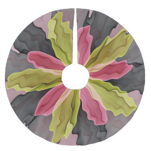 Jupon De Sapin En Polyester Brossé Joy, Vert rose Anthracite Imaginaire Fleur Fractal