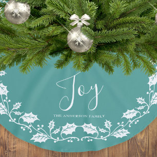 Jupon De Sapin En Polyester Brossé Joy White Holly Noël Turquoise