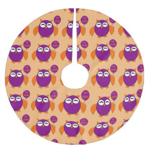 Jupon De Sapin En Polyester Brossé Joyeuse jupe d'arbre d'hibou de fête d'Halloween