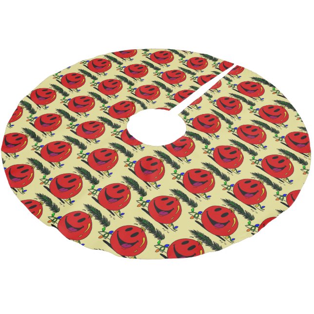 Jupon De Sapin En Polyester Brossé Joyeuse jupe d'arbre d'ornement (Angle)