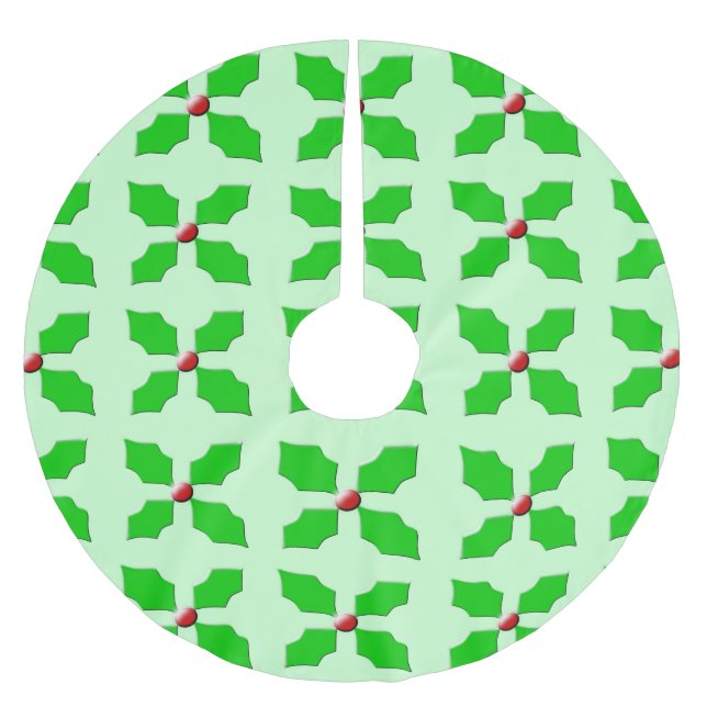 Jupon De Sapin En Polyester Brossé Joyeuse jupe Holly Tree de Noël (Devant)