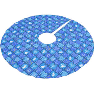 Jupon De Sapin En Polyester Brossé Joyeuses fêtes Motif de chandail de Hannukah