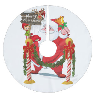 Jupon De Sapin En Polyester Brossé Joyeux arbre de Noël Jupe Santa Claus