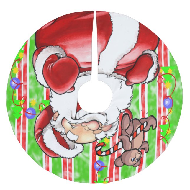 Jupon De Sapin En Polyester Brossé Joyeux arbre de Noël Jupe Teddy Bear (Devant)