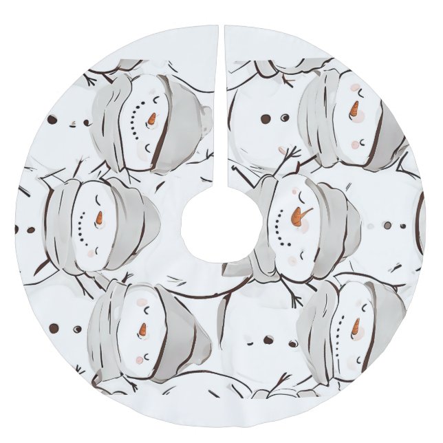 Jupon De Sapin En Polyester Brossé Joyeux bonhomme de neige (Devant)