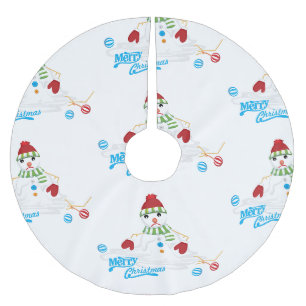 Jupon De Sapin En Polyester Brossé joyeux bonhomme de neige fondu