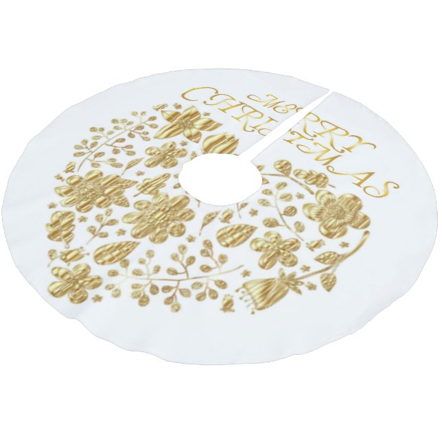 Jupon De Sapin En Polyester Brossé Joyeux Coeur de Noël (Angle)