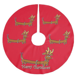 Jupon De Sapin En Polyester Brossé Joyeux Dachshund de Noël